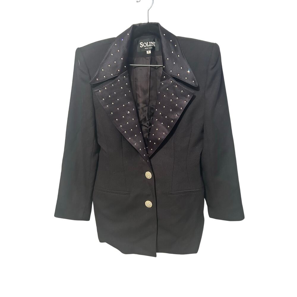 Solini Black Rhinestone Studded Blazer 8